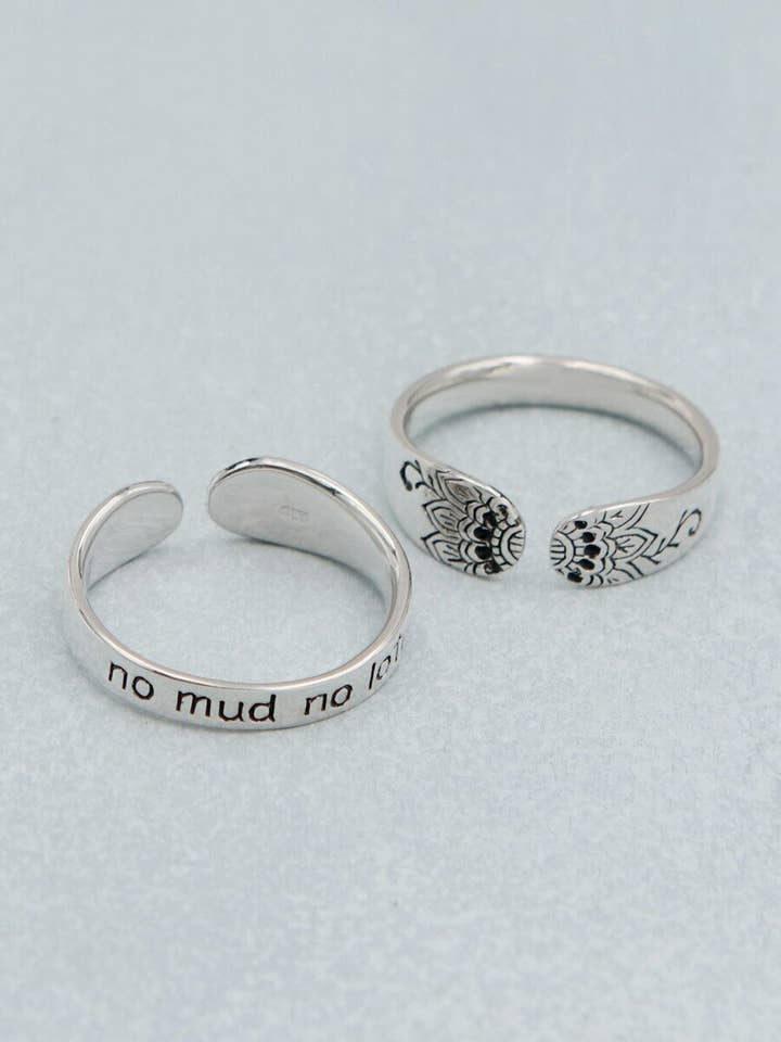 No Mud No Lotus Inspirational Mantra Ring for wholesale by Culture Spot