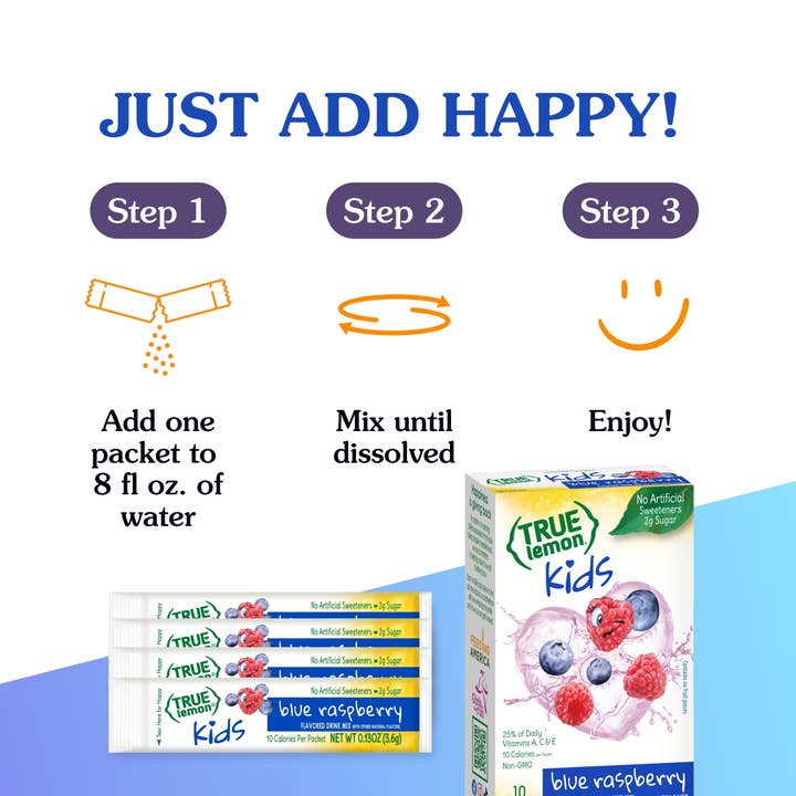 True Citrus - Venta al por mayor Preparados para bebidas - True Lemon Kids sabor frambuesa azul4