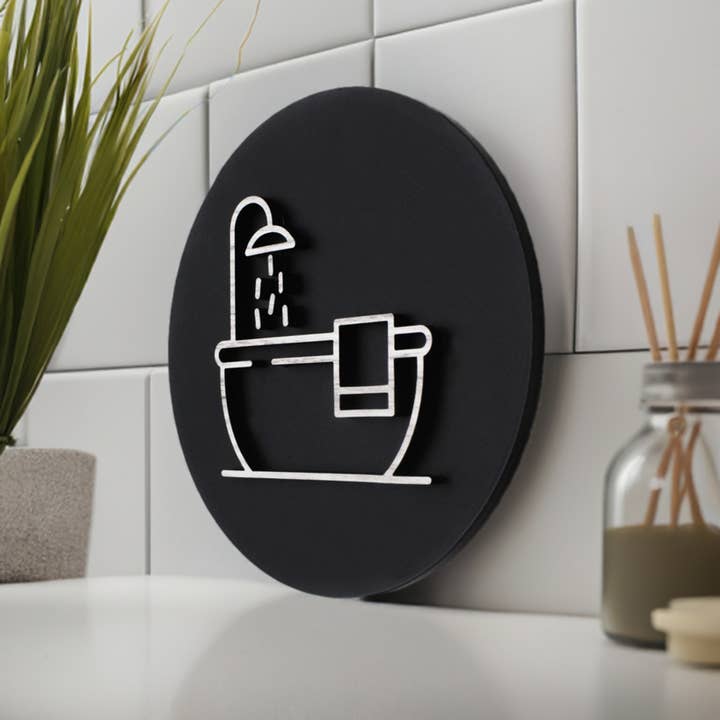 Bathroom Vintage Bath Door Plaque – Available in 2 Sizes for wholesale by Mac and lilly