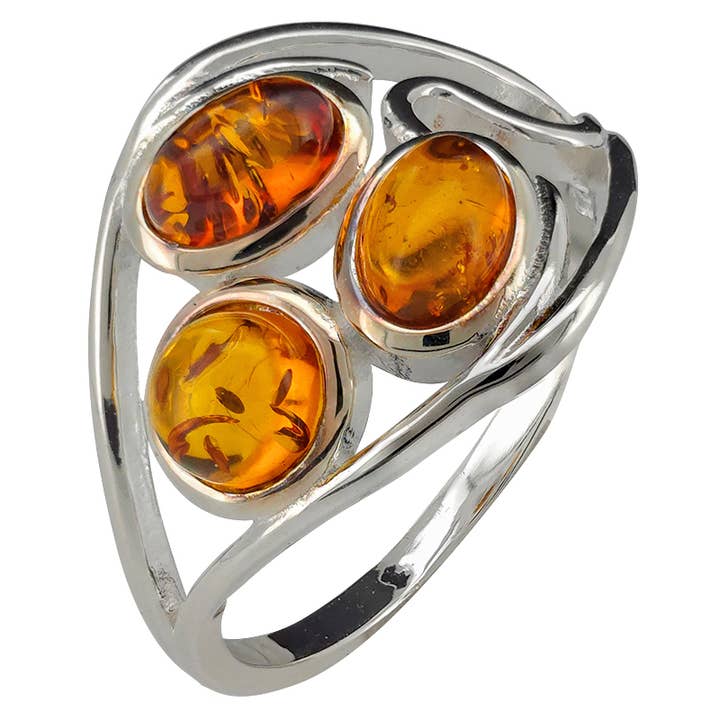 anello in argento sterling ambra cognac per la vendita all'ingrosso da parte di Amberman