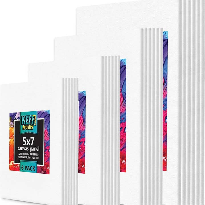 Keff Creations - Wholesale Painting Paper - Canvases for Painting - 24 Pack Art Paint Canvas Panels Set Boards - 5x7, 8x10, 9x12, 11x14 Inches 100% Cotton Primed Painting Supplies for Acrylic, Oil, Tempera & Watercolor Paint