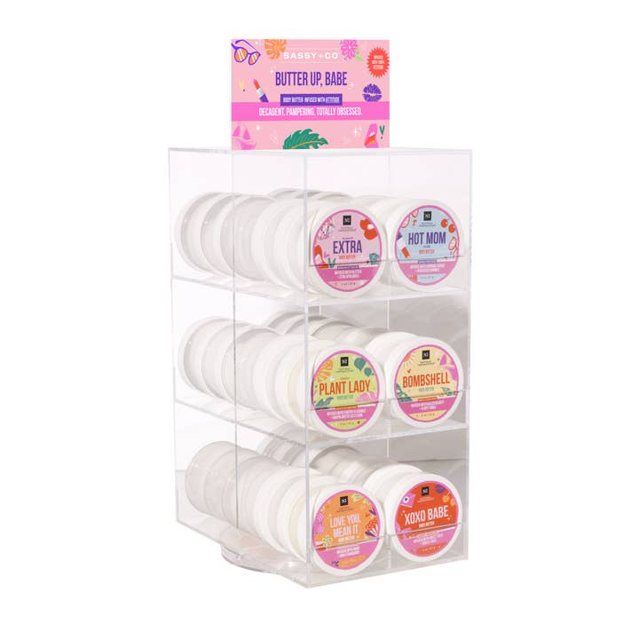 Mini Body Butter Spinner Display Prepack Sassy and Co™ Love for wholesale by Natural Inspirations