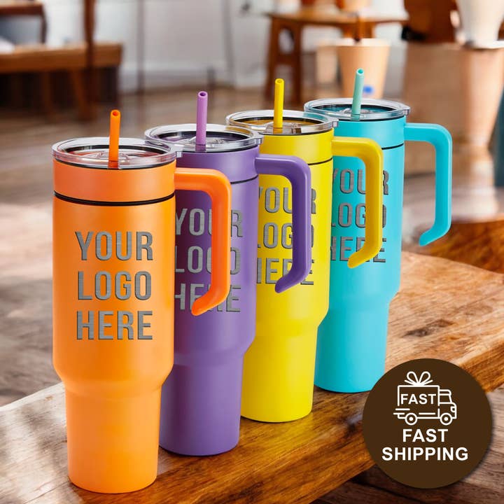 Engrave My Memories - Wholesale Insulated Mug/Tumbler - 40oz Tumbler & Handle with Custom Logo Engraved