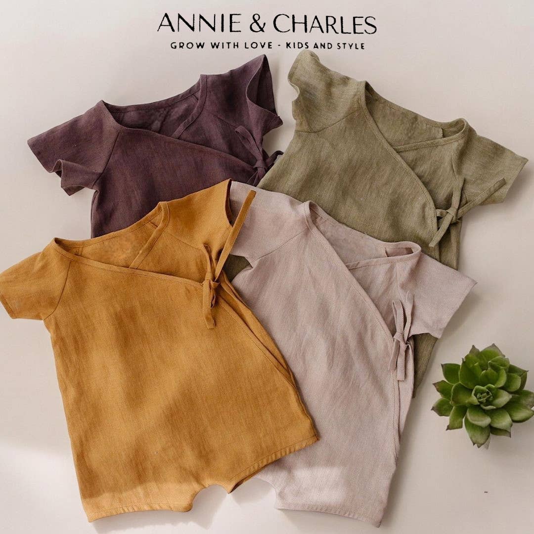 Annie & Charles - Wholesale Bodysuit (Non-Footed) - Baby - Annie & Charles® organic linen summer suit9
