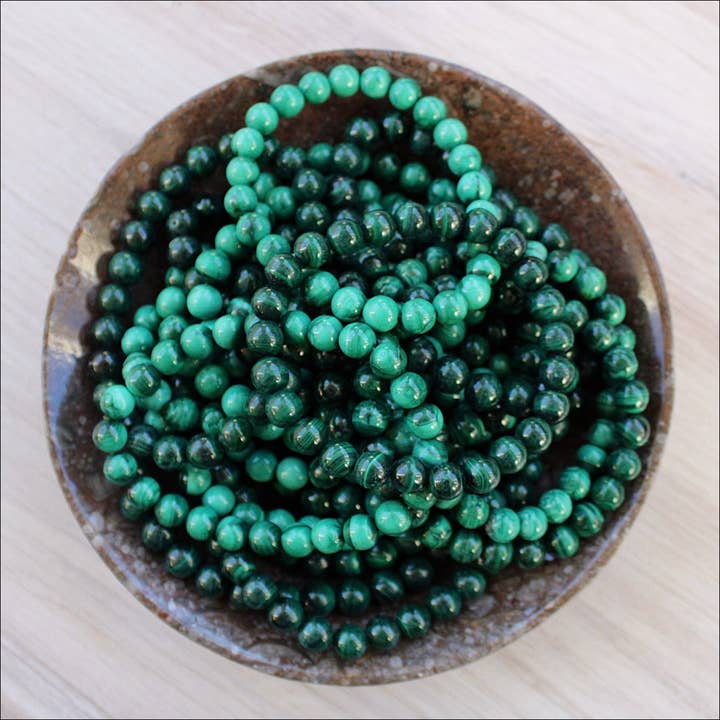 Pulsera de Malaquita 4mm/6mm/8mm - Cristales y Piedras para venta al por mayor de Pebble House