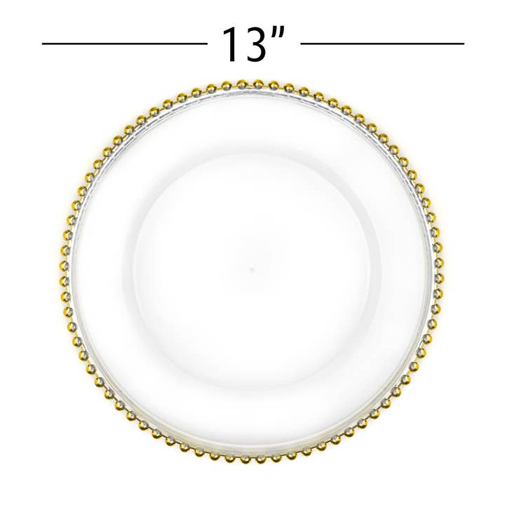 Portofino International Trading, USA - Wholesale Charger Plate - Beaded Rim Plastic Charger Plate 12½" - Gold3