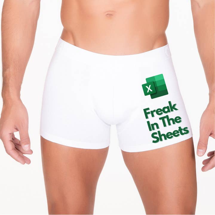 Freak in the sheets speadsheet fun boxer shorts for wholesale by Giftieness