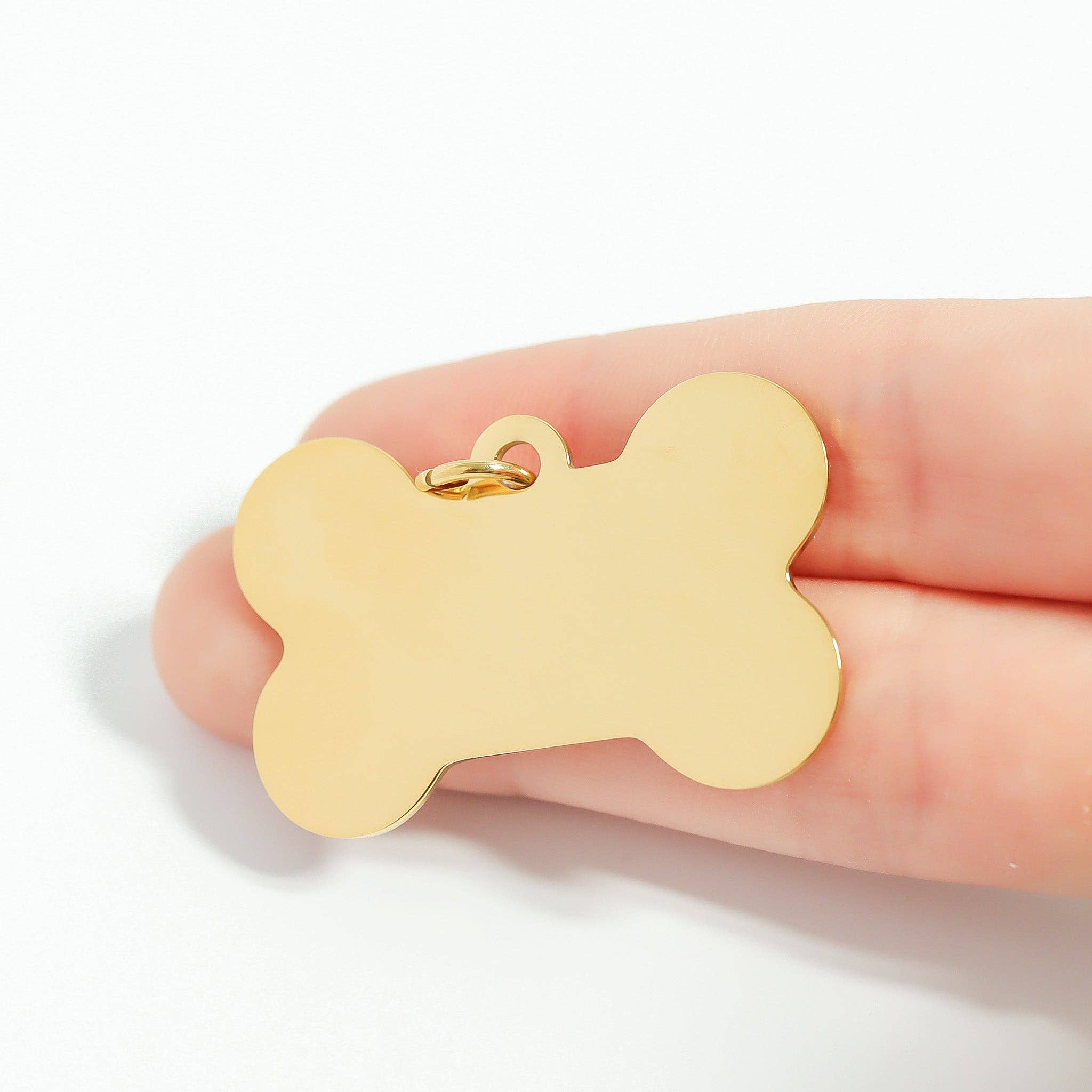 WJW - Wholesale Pet Identification Tag - Dog - 18K Gold PVD Large Blank Stainless Steel Dog Bone Tag3