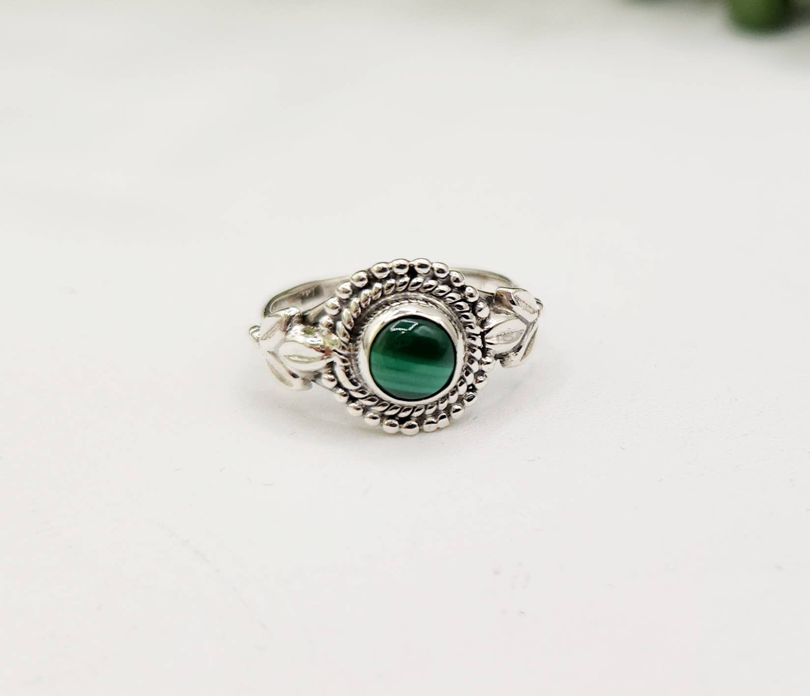 Meraki Gemstones - Wholesale Cocktail/Statement Ring - Malachite Semi-Precious Gemstone Ring - Sterling Silver/.9253