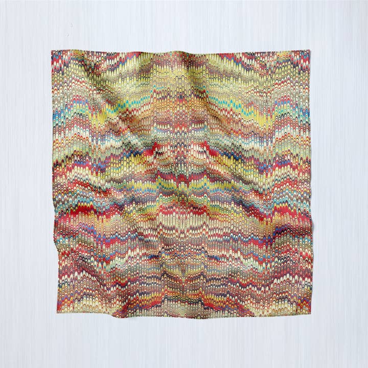 Papel Marmorizado Florentino, Lenço Quadrado/Wrap/Xale Boho Luxuoso, Feito sob Encomenda, Artesanal e Livre de Crueldade por atacado de Ebon et Noir LLC