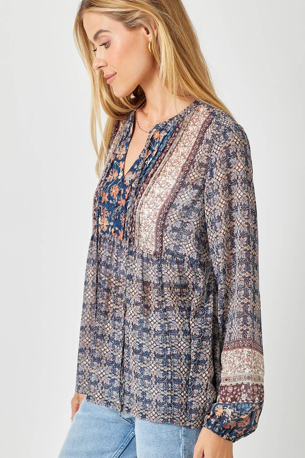 Mystree - Wholesale Blouse - Women's - 60521 Printed Peasant Blouse3