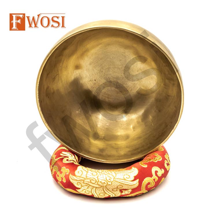 Fwosi - Wholesale Meditation Supplies - Himalayan Tibetan Singing Bowl Set with Mallet & Cushion | Antique Meditation Bell Sound Bowls for Yoga | Healing Bowl | Mindfulness Bell7