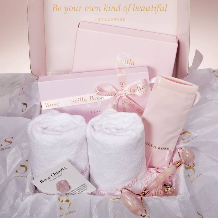 The Perfect Self Care Pamper Gift Set-Rose Quartz Spa Bundle and other Purchase Wholesale roller towel. Free Returns & Net 60 Terms on Faire trending on Faire.