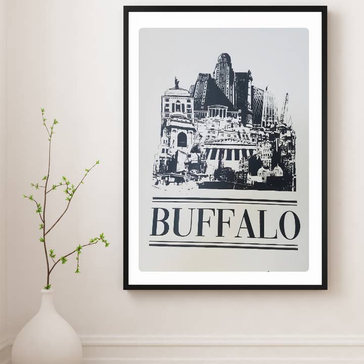 Buffalo, NY Skyline Print Poster for wholesale by Gladiator Art & Apparel