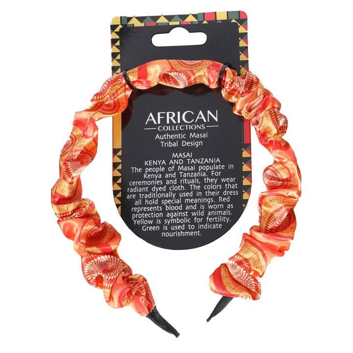 Diadema fruncida con estampado zulú africano para venta al por mayor de African Collections