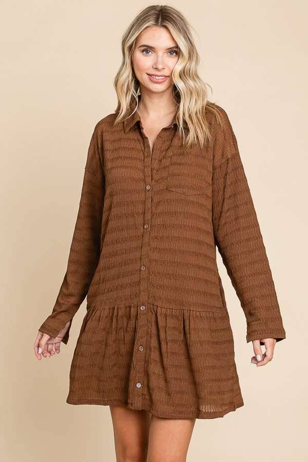 Culture Code - Wholesale Dress - Women's - CJD1880L - LSLV BUTTON DOWN TIERED TUNIC SHIRT13