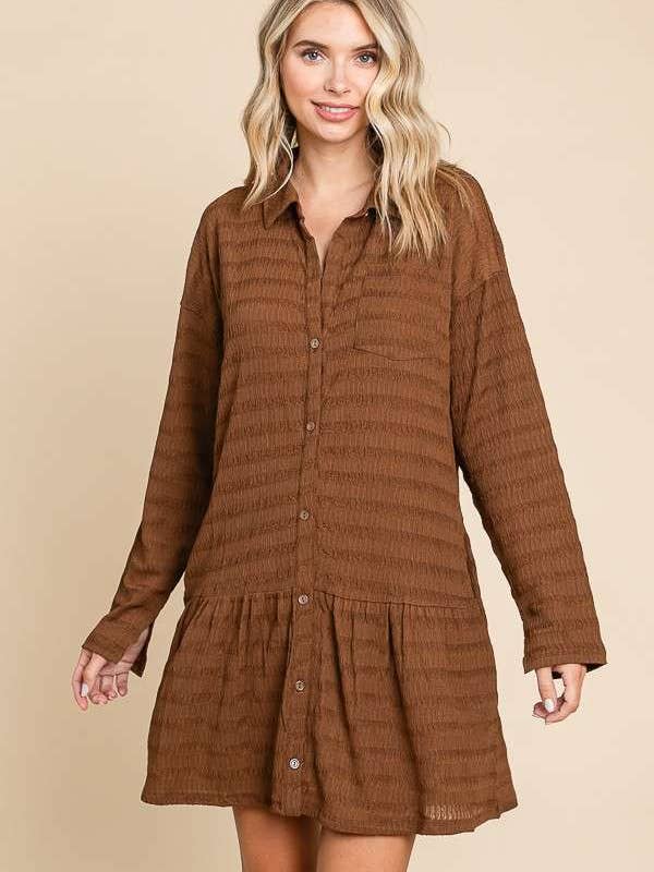 Culture Code - Wholesale Dress - Women's - CJD1880L - LSLV BUTTON DOWN TIERED TUNIC SHIRT2