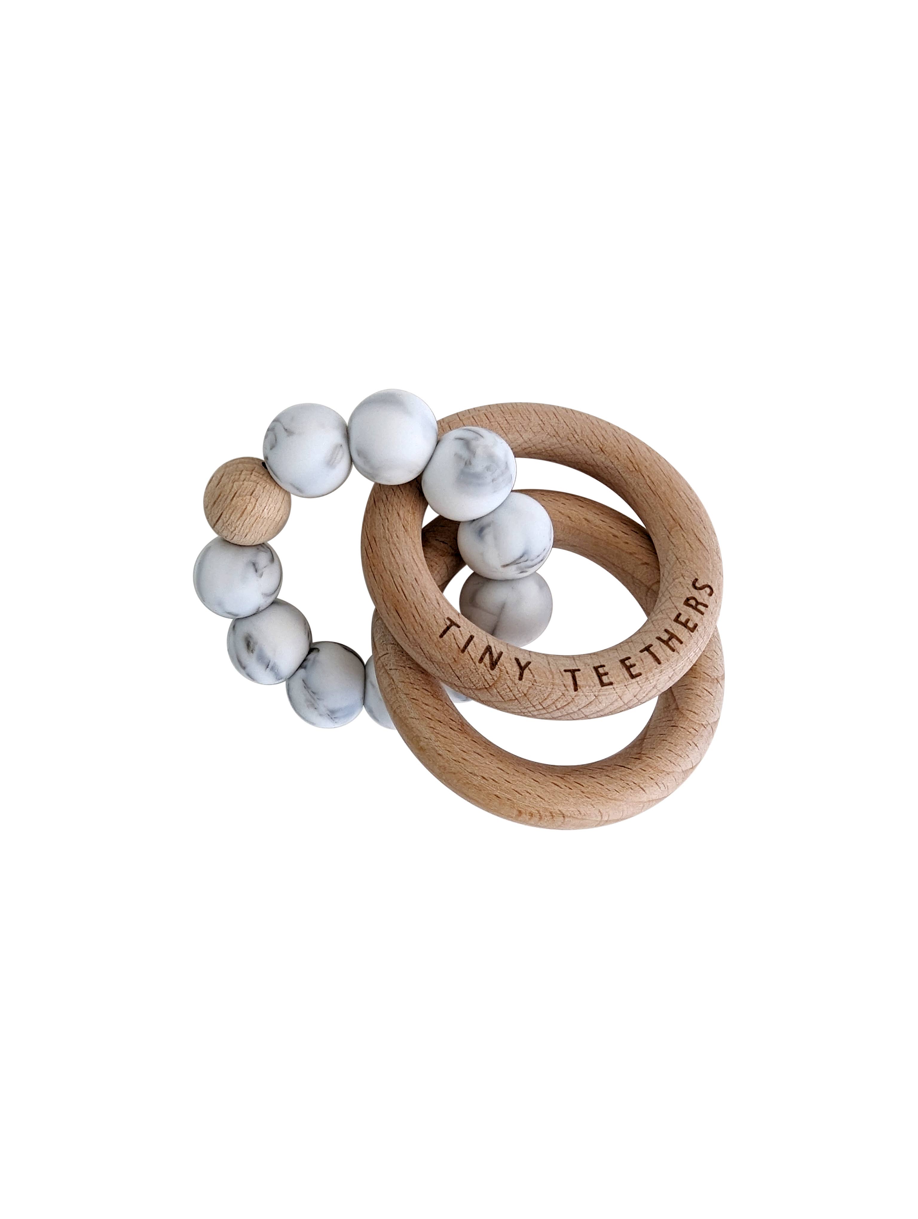 Tiny Teethers - Vente Anneau de dentition sans clip – bébé - Anneaux de dentition hochet en bois naturel et silicone4