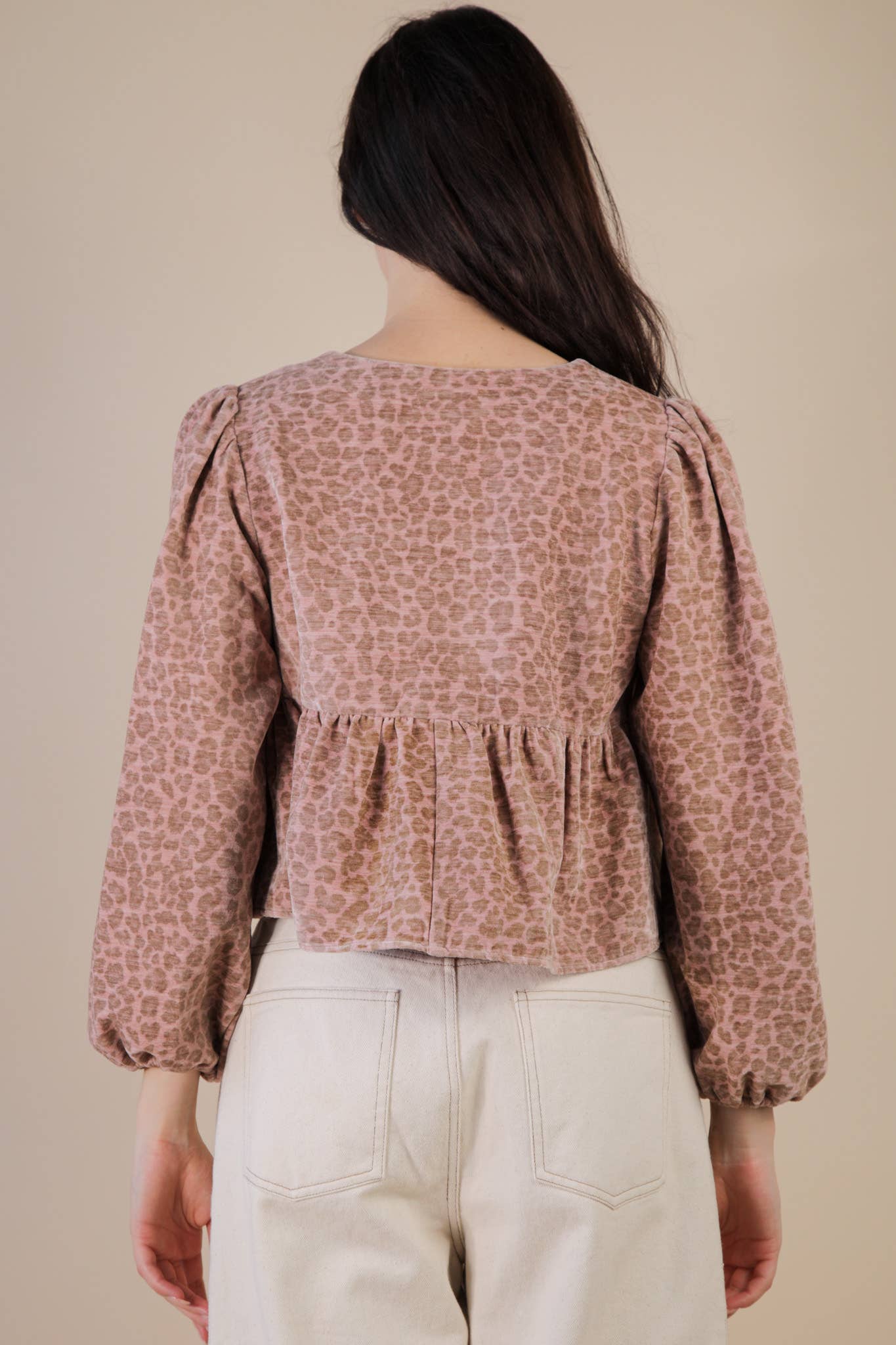 VERY J - Wholesale Blouse - Women's - NT12244-Leopard Printed Front Tie Woven Blouse Top9