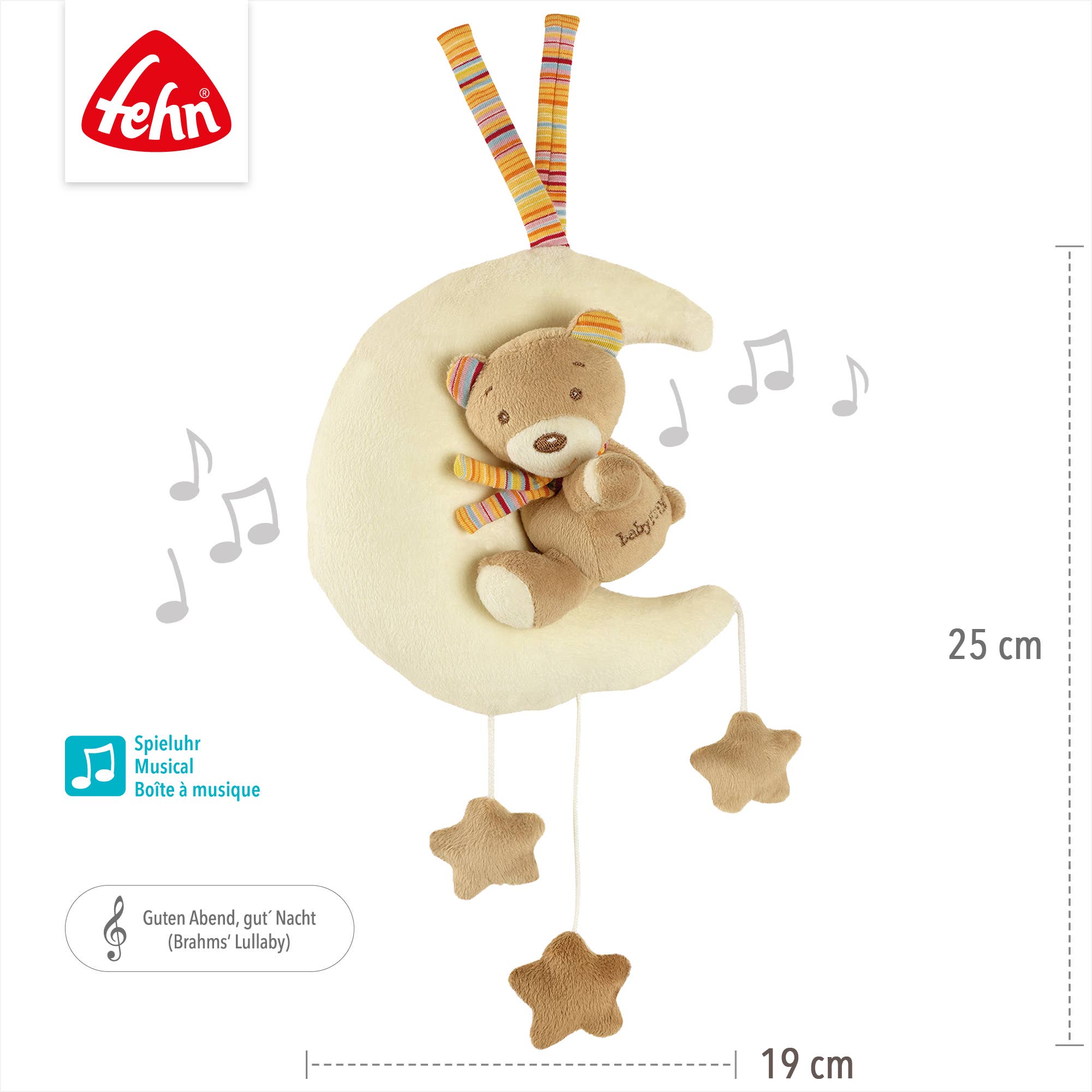 Fehn - Venta al por mayor Caja de música - Niños y bebés - Caja de música Teddy in the Moon, peluche y somnífero4