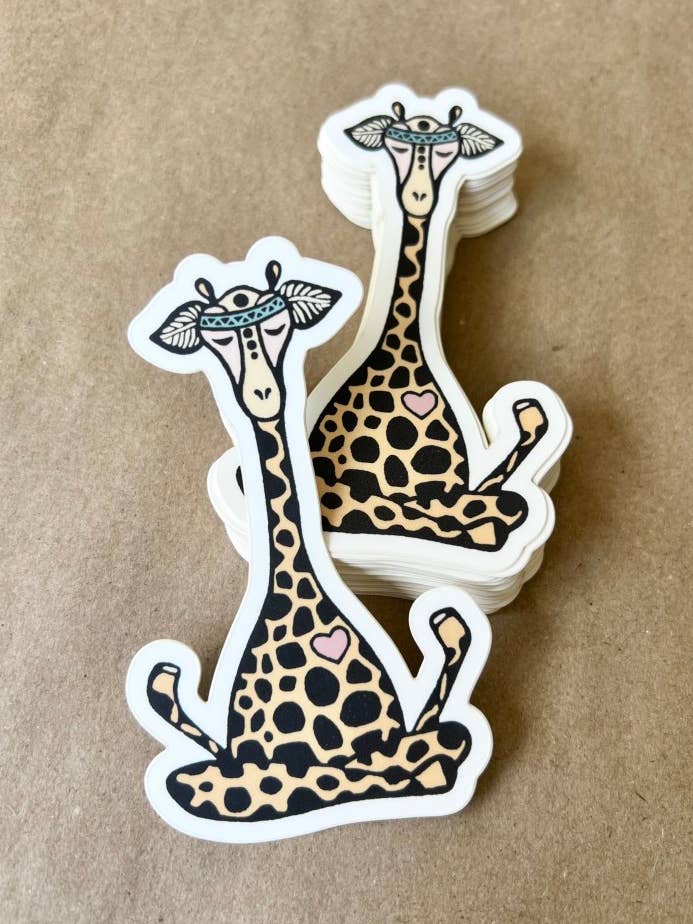 Autocollants décoratifs Lotus Giraffe, autocollant Yoga Girafe pour la vente par Hippie Baby Co