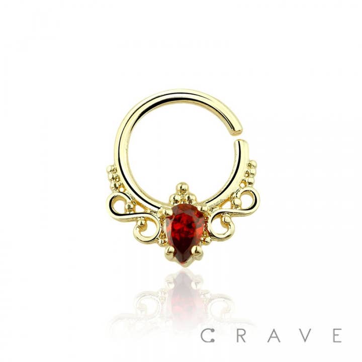 ROYAL RUBY RED PRONG-SET CZ SEPTUM RING for wholesale on Faire3