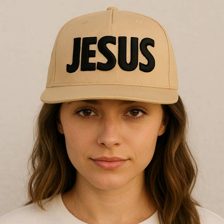 JESUS ON A KHAKI HAT for wholesale on Faire