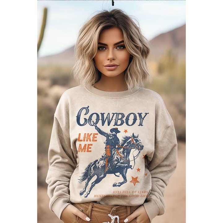HRTandLUV - Wholesale Graphic Sweatshirt - Women's - COWBOY LIKE ME MINERAL GRAPHIC SWEATWHIRTS