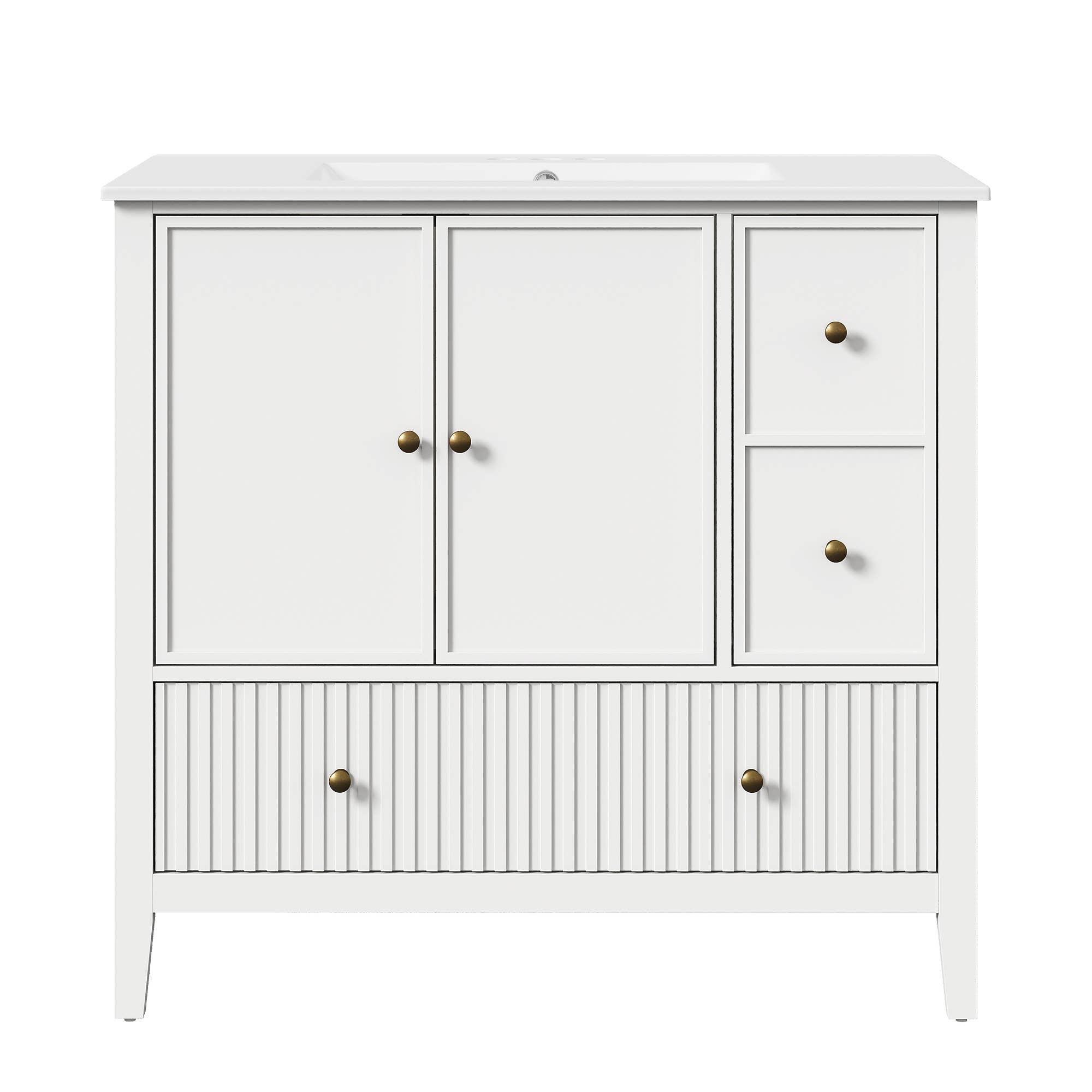 Heynemo - Wholesale Cabinet - 36'' Bathroom Vanity with Sink, Doors and Fluted Drawers8