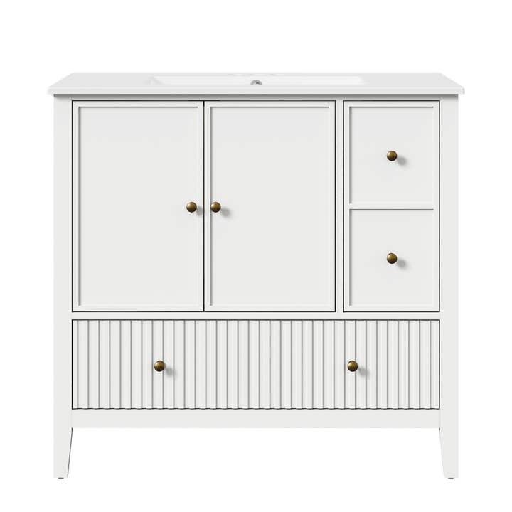 Heynemo - Wholesale Cabinet - 36'' Bathroom Vanity with Sink, Doors and Fluted Drawers8