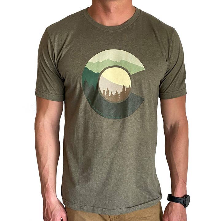 Treeline T-Shirt - Heather Olive for wholesale by ColoradoCool Apparel