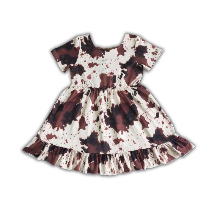 Yawoo Garments - Wholesale Dress - Kids - Cow print short sleeve bow backless baby girls summer dresses1