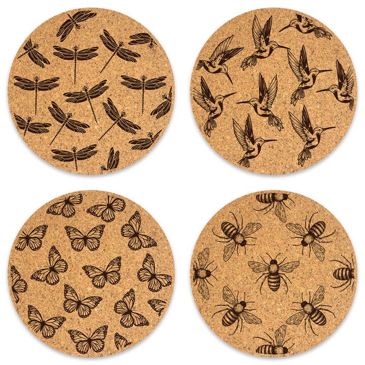 Bees, Birds & Blooms Coaster Set 2 for wholesale by So Very Lovely