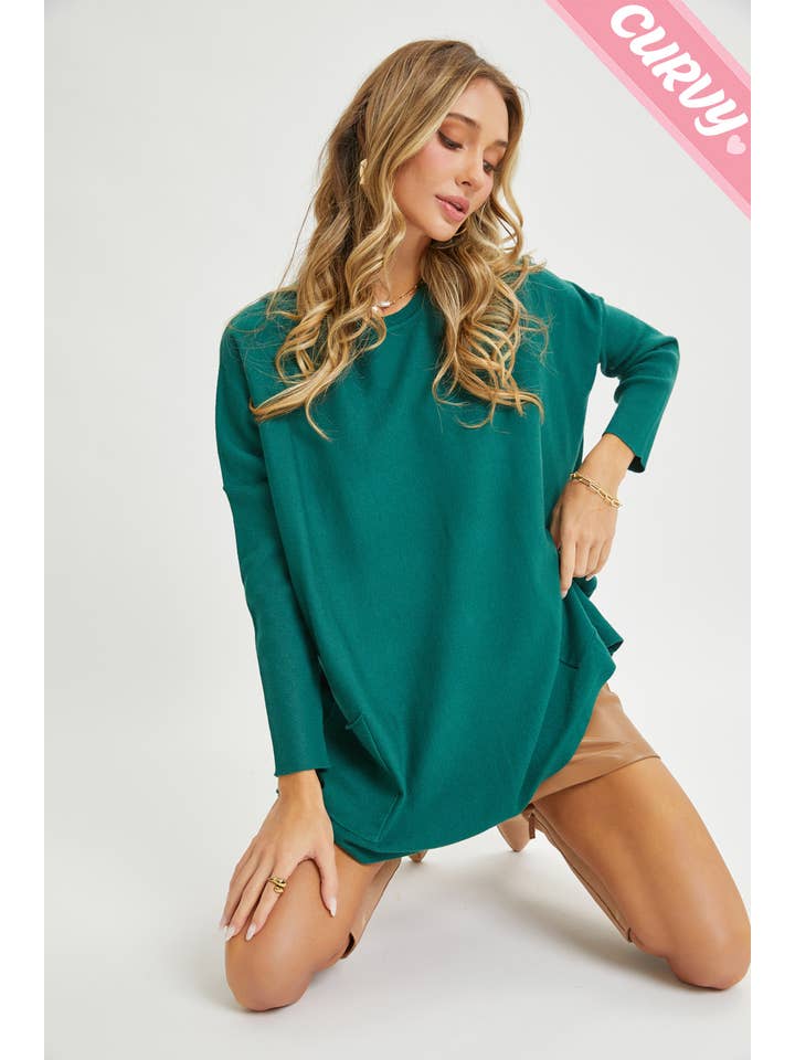 Sweet Lovely by Jen - Wholesale Tunic Sweater - Women's - FRONT POCKET OVERSIZE SWEATER PLUS SIZE59