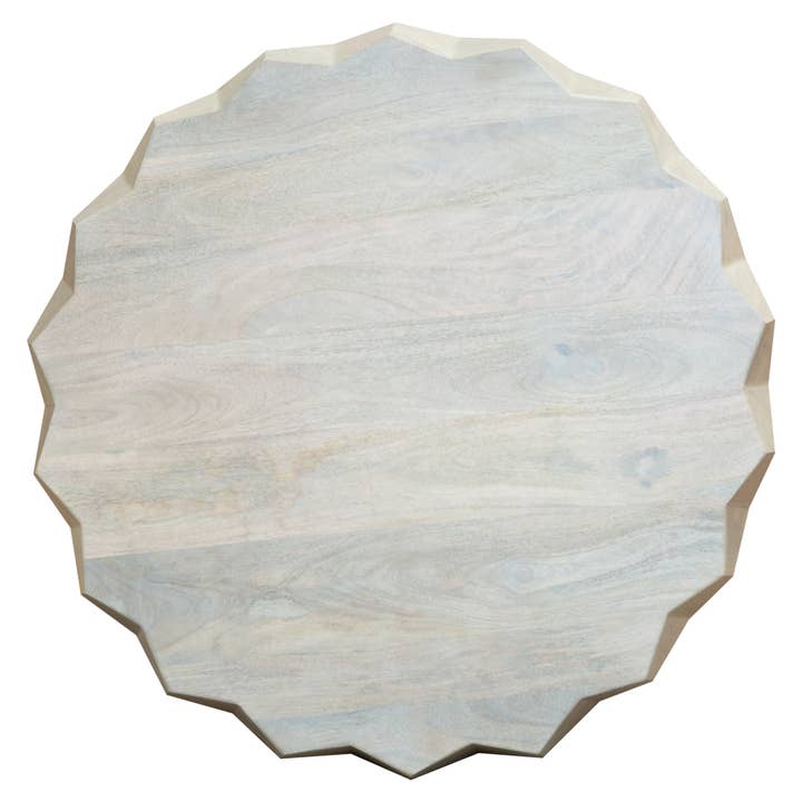 HomeRoots - Wholesale Coffee table - 32" Off White Solid Wood Round Block Coffee Table3