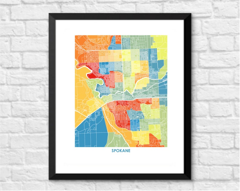Juanita's Adventures - Wholesale Art Print - Juanitas Spokane Map Print3