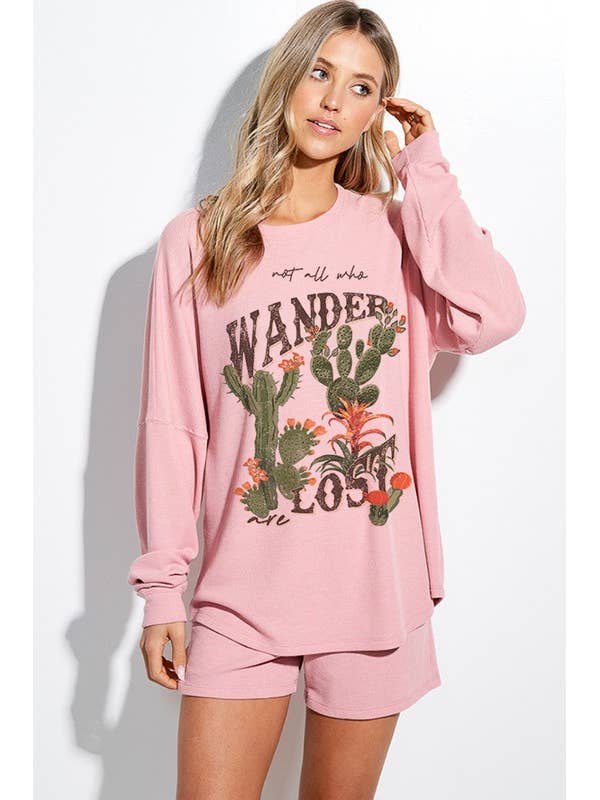 Kurzhosen-Set mit Loungewear-Set mit Wüstenkaktus-Print für den Großhandel von MintChoco