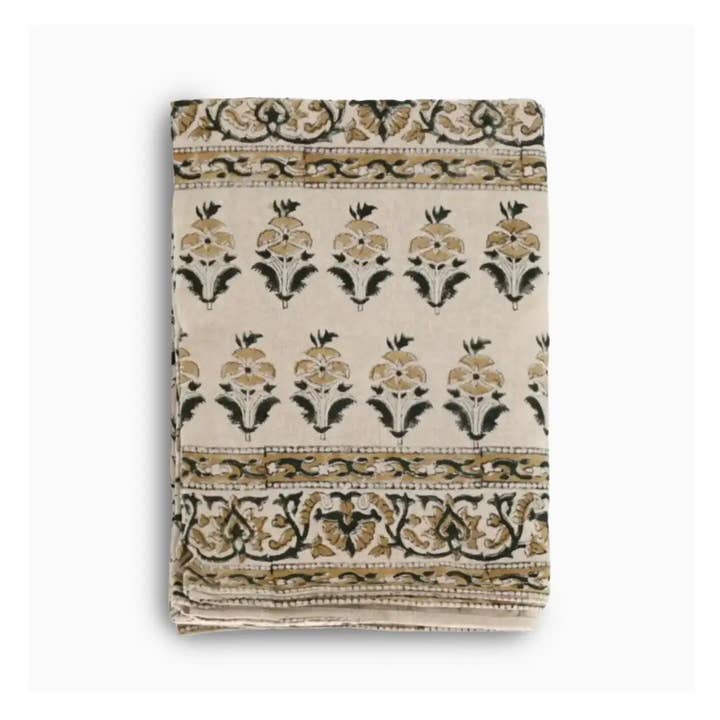 Camel Botanical Print Table Cloth for wholesale by Thread To Form