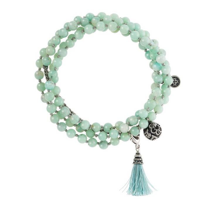 CALMING: Amazonite 108 Bead Hand-knotted Wrap Mala for wholesale by Mala and Mantra