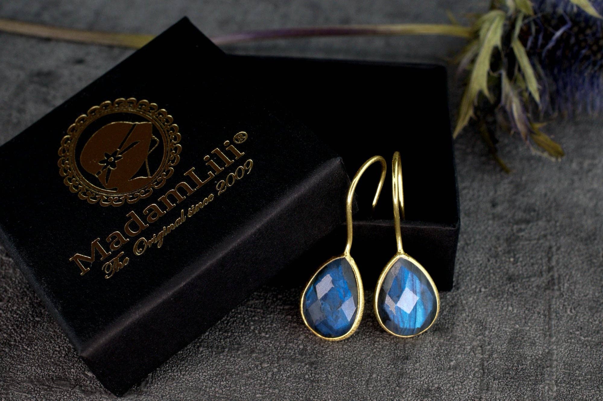MadamLili - Wholesale Dangle Earrings - Labradorite gemstone earrings - 925 sterling silver gold plated4
