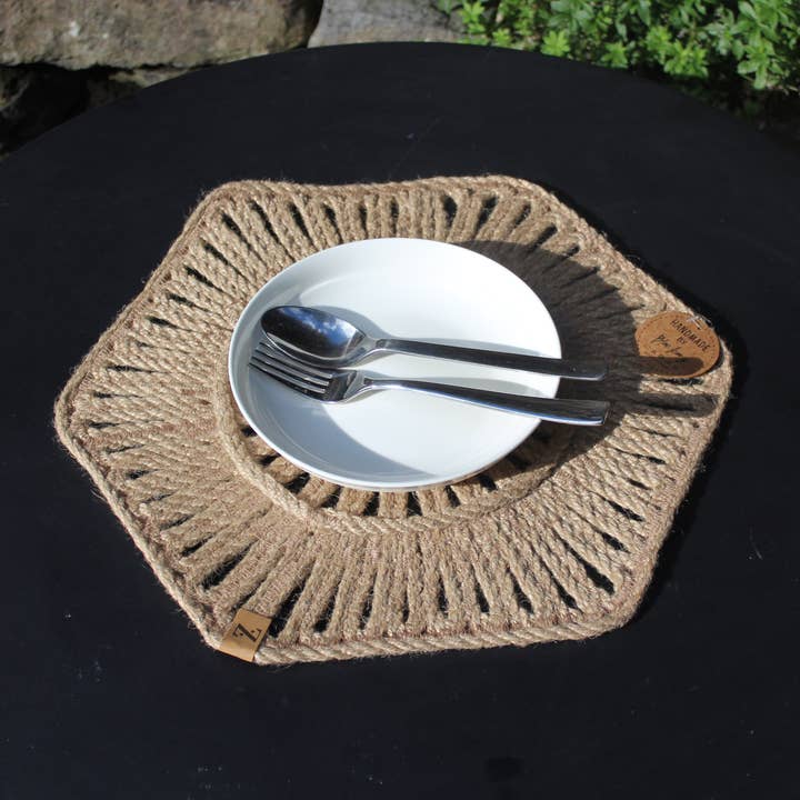 Handmade Jute Placemat - Sunshine Shape Placemat for wholesale by BlacKarz Home Decor