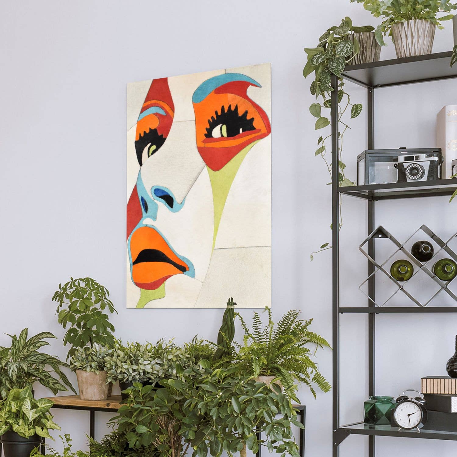 multicoloured FACE Handmade Animal Skin Table for wholesale on Faire1