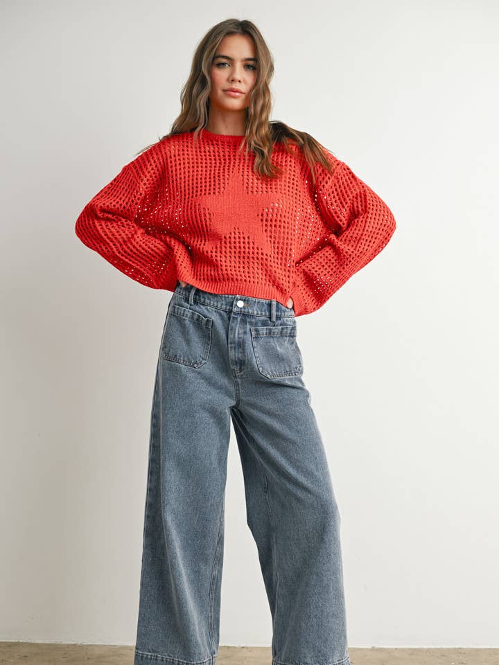 BUTTERMELON - Wholesale Jeans - Women's - Wide-Leg Denim Jeans - BMP7720