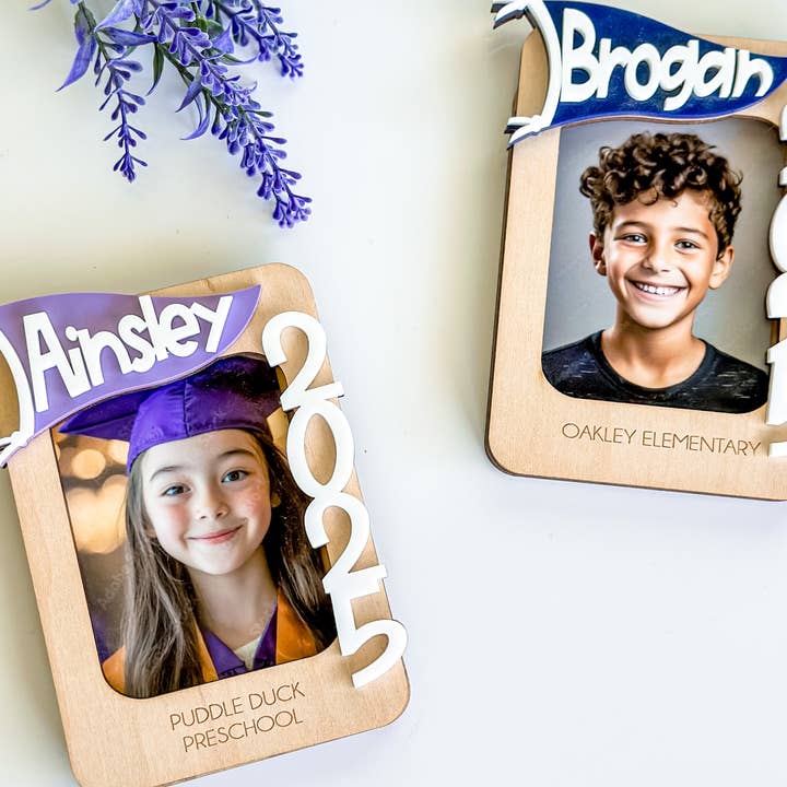 Personalized Graduation Photo Magnet 2025 | Custom Senior Gift | Class of 2025 Keepsake | Wood Frame Fridge Magnet | Gift Card Holder for wholesale by Grace & Moxie by Stacy