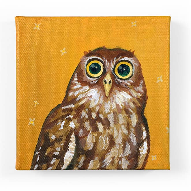 Dipinto di Gufo Scintillante per la vendita all'ingrosso da parte di Robin Good Art & Design