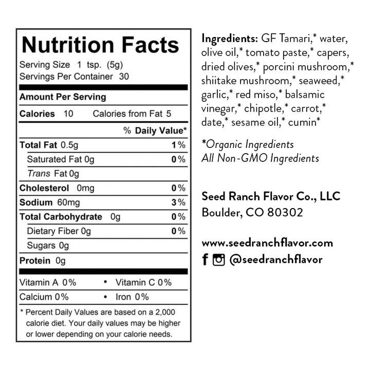 Seed Ranch Flavor Co - Venta al por mayor Salsas - Umami Salsa Todos los Días
