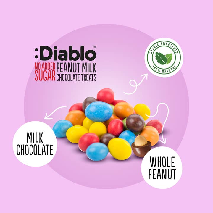 Diablo Sugar Free – Großhandel Süßigkeiten mit Schokoglasur – :Diablo Peanut Milchschokolade ohne Zuckerzusatz 40g