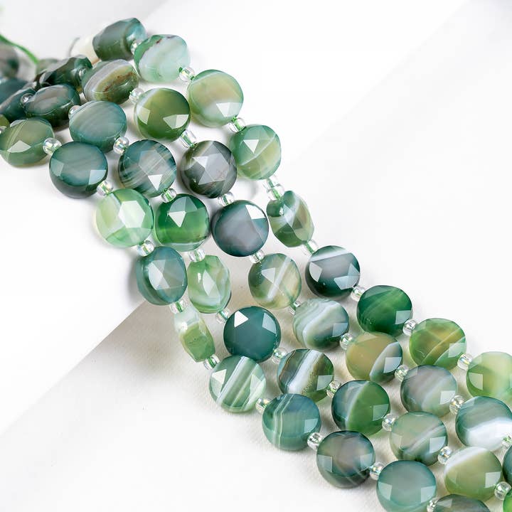Heishi Disc Beads | Green Sulemani | Flat Crystal Beads for wholesale by Soothing Crystals Beads