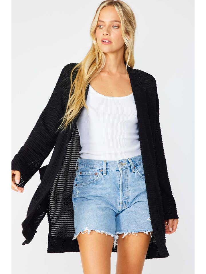 FSL Apparel - Wholesale Cardigan - Women's - SJ1005 - WAFFLE KNIT OPEN FRONT CARDIGAN WITH POCKETS7