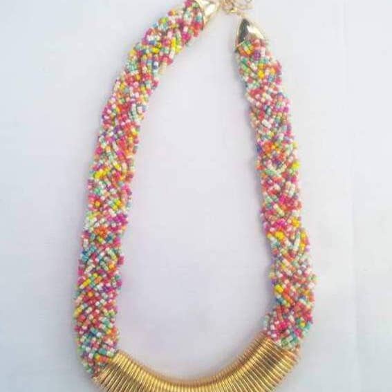 Delight merchants – Engroshandel Perlehalskæde – Lyserød flerfarvet perlebesat håndlavet masaai masai maasai halskæde med gratis verdensomspændende levering